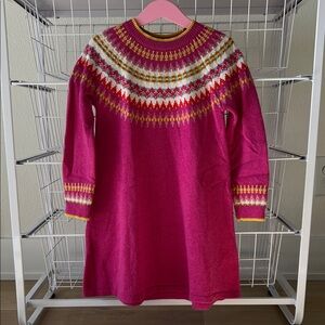 Mini Boden Pink Fair Isle Knitted Dress